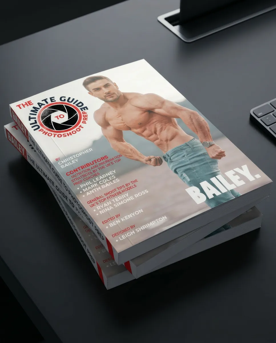 The Ultimate Guide to Photoshoot Prep by Christopher Bailey - book stack on desk