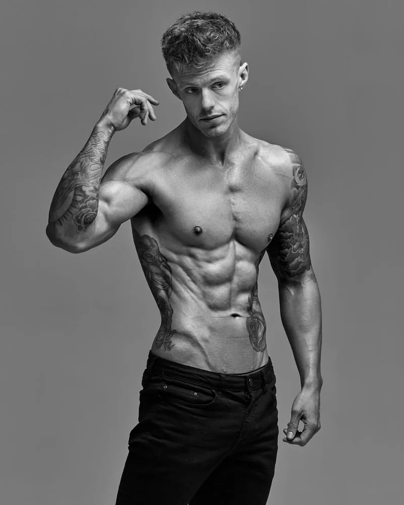 Dan Holbrook - black and white studio portrait at Bailey Studio Nottingham